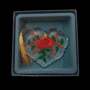 NIB 1990s Rare Lenox Lead Crystal “Holiday Hearts” Heart shaped Ornament